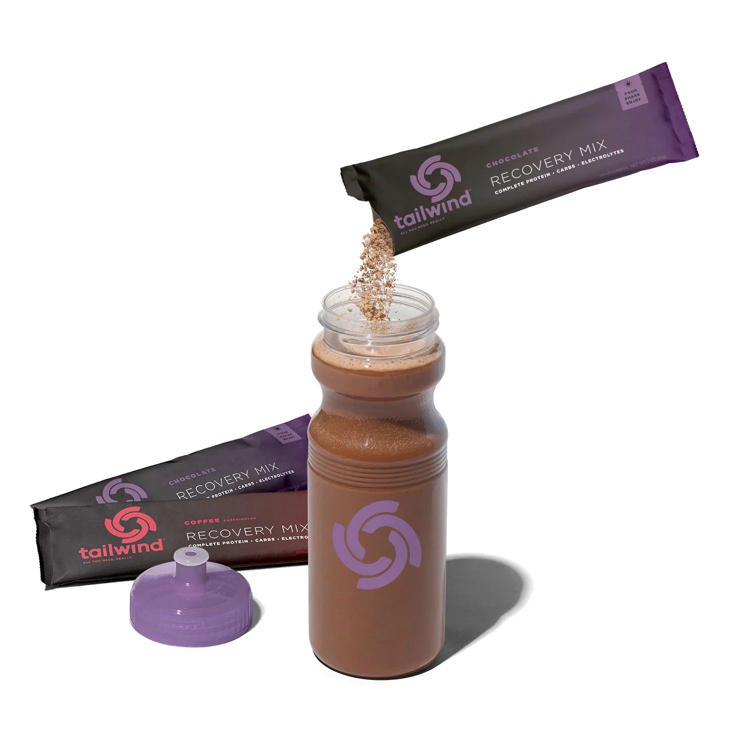 Recovery Mix pouring into clear waterbottle